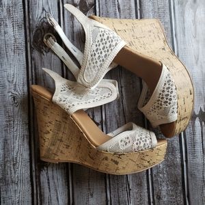Charlotte Russe Tan & White Wedges